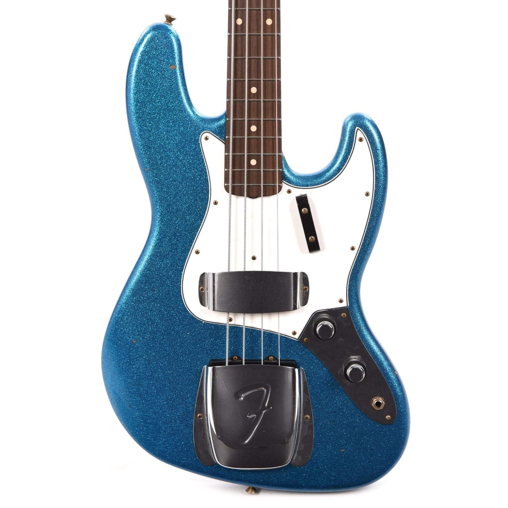 Fender Custom Shop 1960 Jazz Bass "CME Spec" Journeyman Super Aged Blue Sparkle w/Painted Headcap & 3-Ply Parchment Pickguard Bass Guitars / 4-String