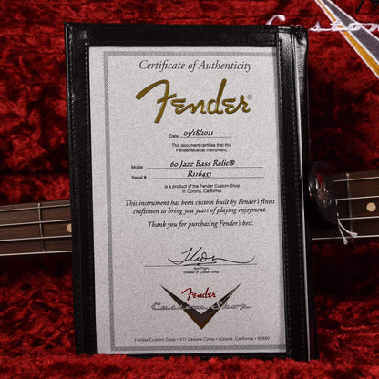 Fender Custom Shop 1960 Jazz Bass "CME Spec" Journeyman Super Aged Blue Sparkle w/Painted Headcap & 3-Ply Parchment Pickguard Bass Guitars / 4-String