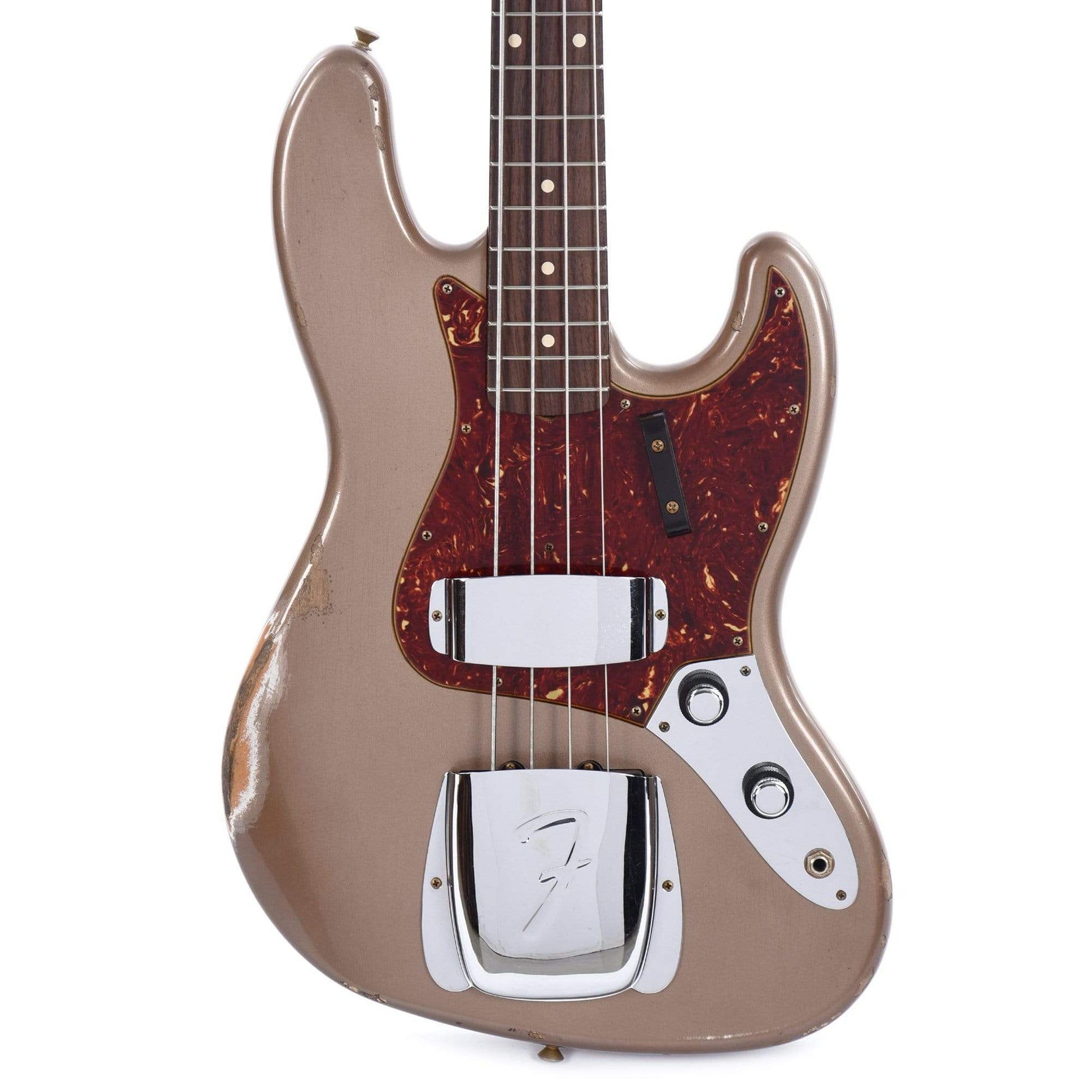 Fender Custom Shop 1960 Jazz Bass "CME Spec" Relic Shoreline Gold w/Painted Headcap & AAA Flame Maple Neck Bass Guitars / 4-String