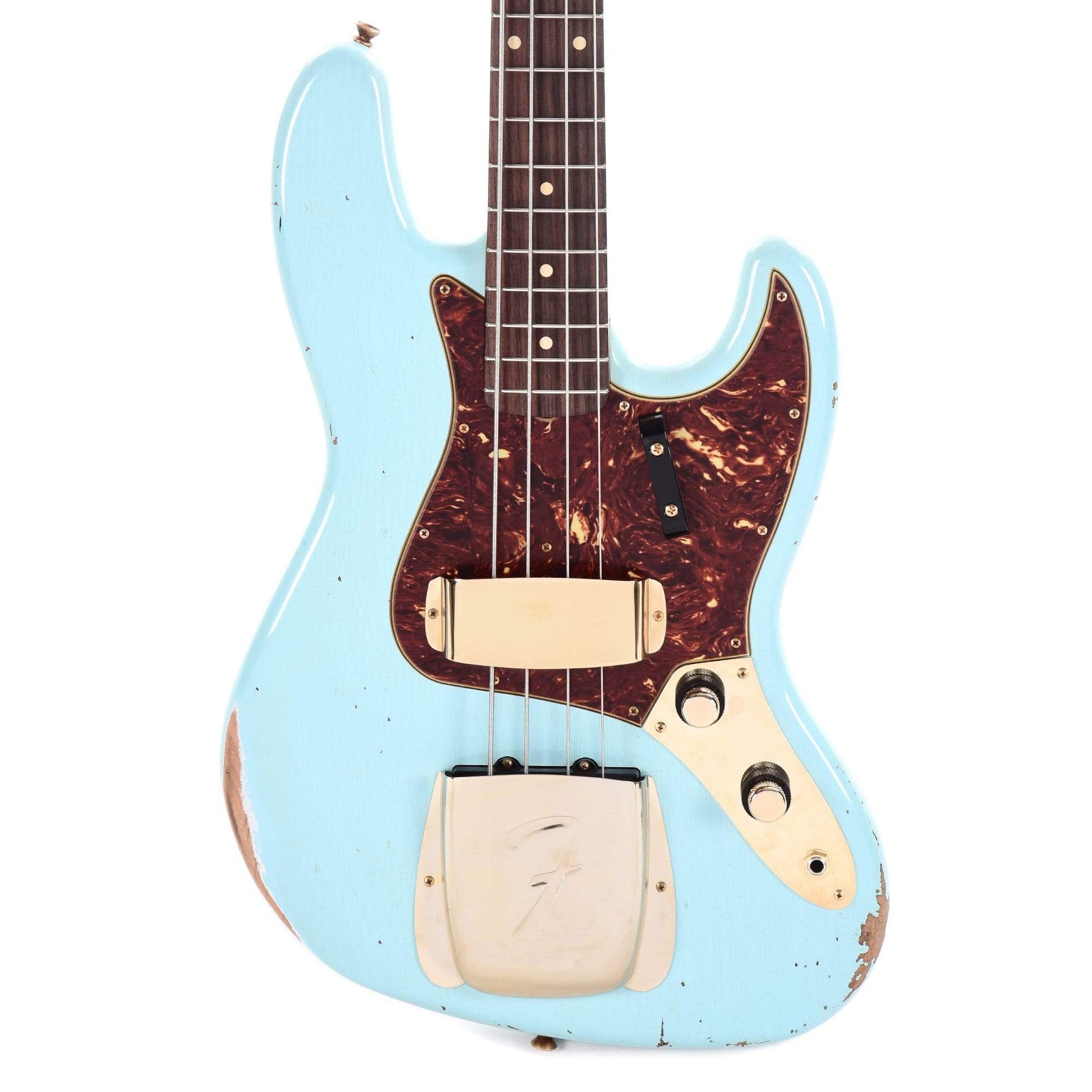 Fender Custom Shop 1960 Jazz Bass "CME Spec" Relic Super Super Faded/Aged Daphne Blue w/Painted Headcap & Gold Hardware Bass Guitars / 4-String