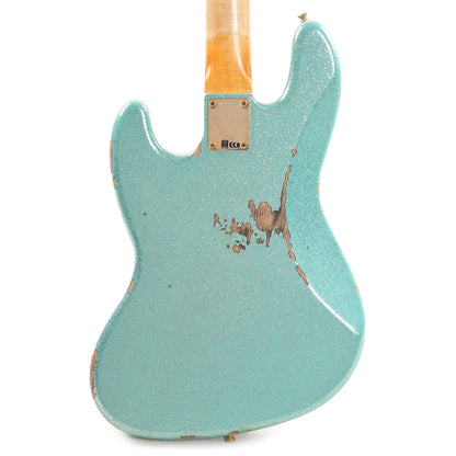 Fender Custom Shop 1960 Jazz Bass Heavy Relic Aged Sea Foam Green Sparkle w/Painted Headcap & Gold Hardware Bass Guitars / 4-String