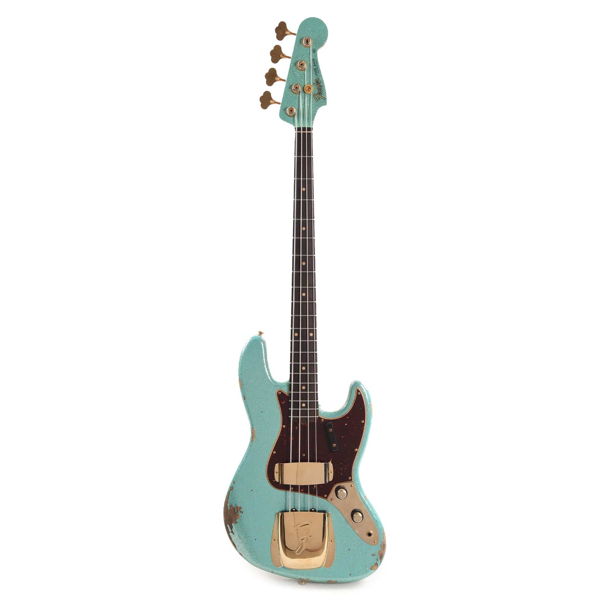 Fender Custom Shop 1960 Jazz Bass Heavy Relic Aged Sea Foam Green Sparkle w/Painted Headcap & Gold Hardware Bass Guitars / 4-String