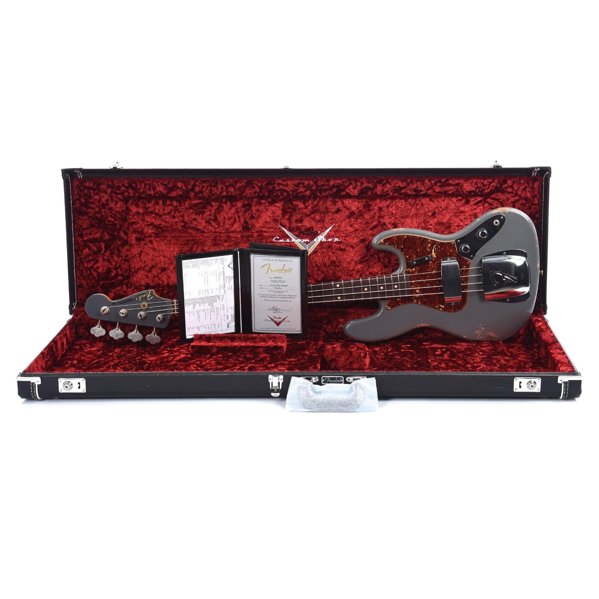 Fender Custom Shop 1960 Jazz Bass Relic Aged Ceilo Grey w/Painted Headcap Bass Guitars / 4-String