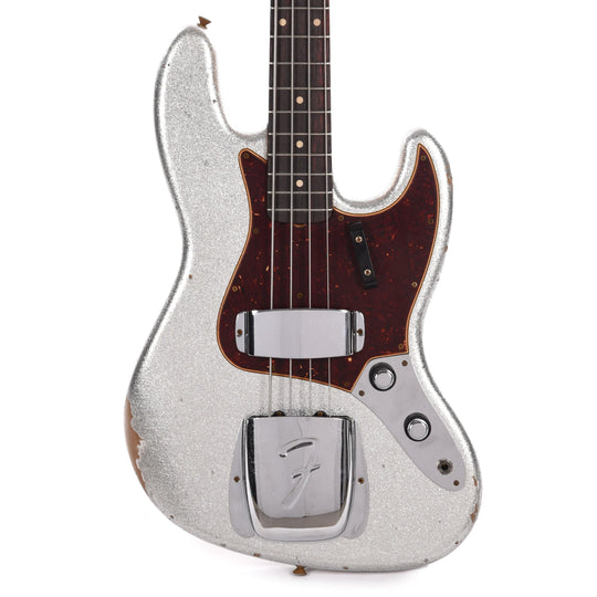Fender Custom Shop 1960 Jazz Bass Relic Faded Inca Silver Sparkle w/Painted Headcap Bass Guitars / 4-String
