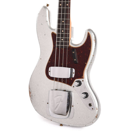 Fender Custom Shop 1960 Jazz Bass Relic Faded Inca Silver Sparkle w/Painted Headcap Bass Guitars / 4-String