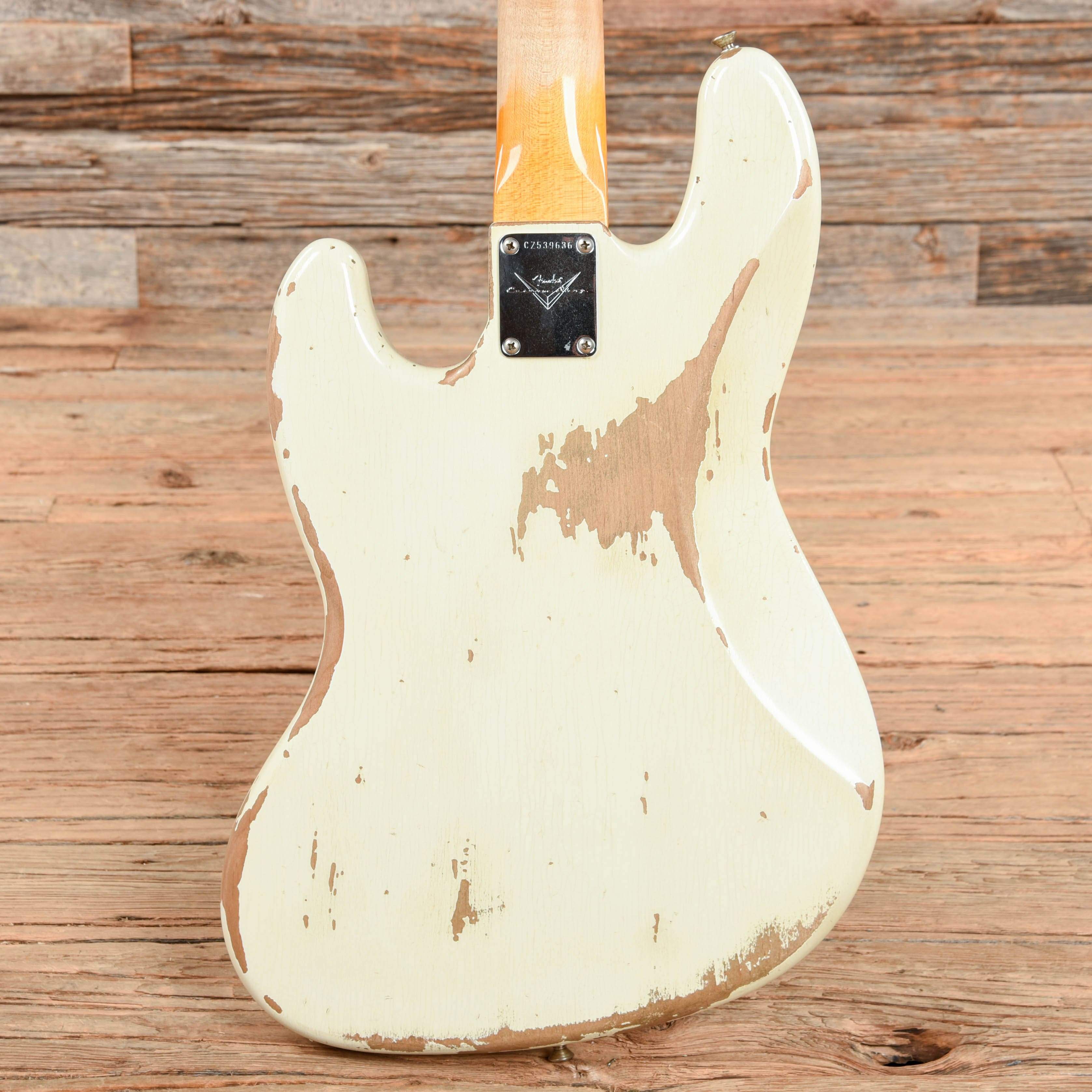 Fender Custom Shop 1961 Jazz Bass Heavy Relic Aged Olympic White 2019 Bass Guitars / 4-String
