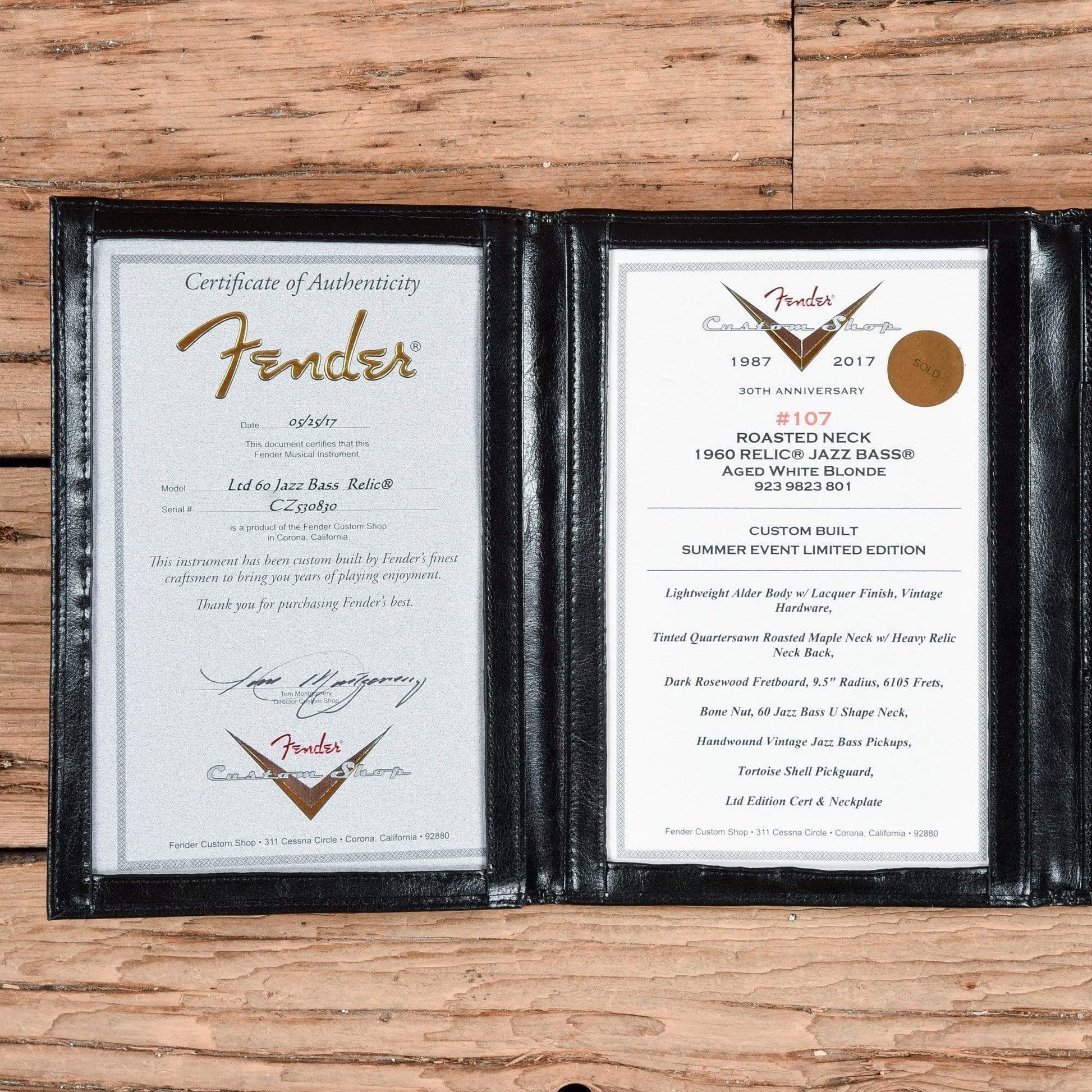 Fender Custom Shop Limited 1960 Jazz Bass Relice w/Roasted Maple Neck Olympic White 2017 Bass Guitars / 4-String