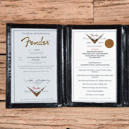 Fender Custom Shop Limited 1960 Jazz Bass Relice w/Roasted Maple Neck Olympic White 2017 Bass Guitars / 4-String