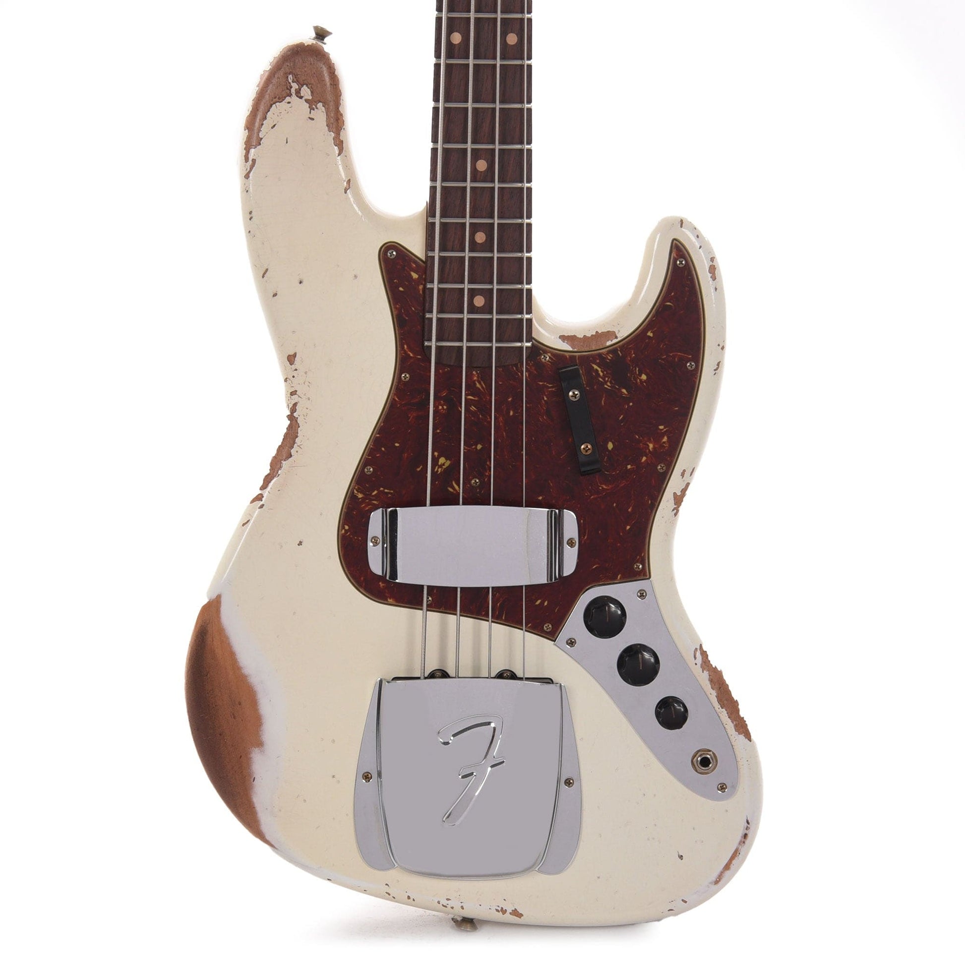 Fender Custom Shop Time Machine 1961 Jazz Bass Heavy Relic Aged Olympic White Bass Guitars / 4-String