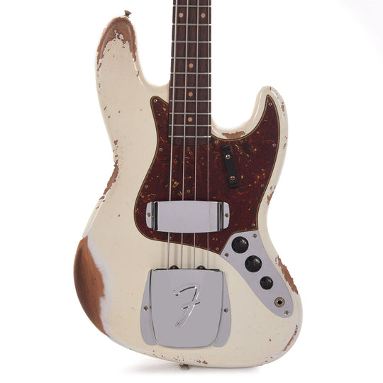 Fender Custom Shop Time Machine 1961 Jazz Bass Heavy Relic Aged Olympic White Bass Guitars / 4-String