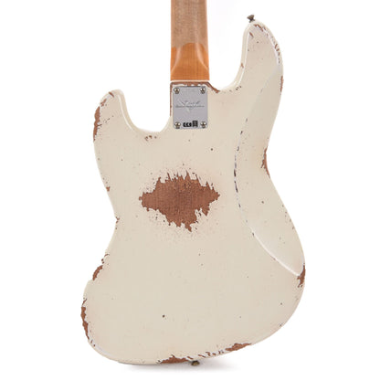 Fender Custom Shop Time Machine 1961 Jazz Bass Heavy Relic Aged Olympic White Bass Guitars / 4-String