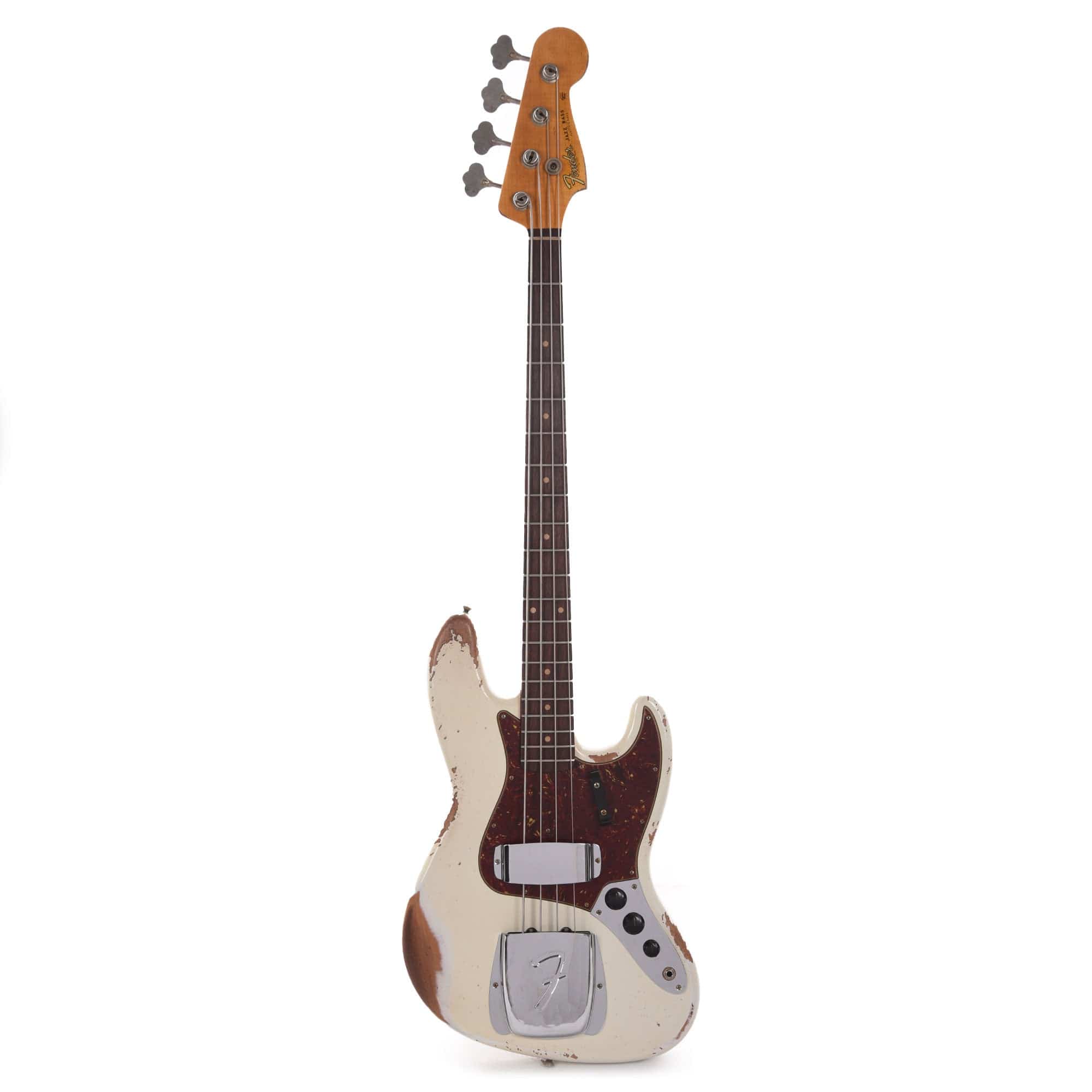Fender Custom Shop Time Machine 1961 Jazz Bass Heavy Relic Aged Olympic White Bass Guitars / 4-String
