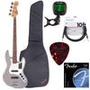 Fender Player Jazz Bass PF Silver w/Gig Bag, Tuner, Cables, Picks and Strings Bundle Bass Guitars / 4-String