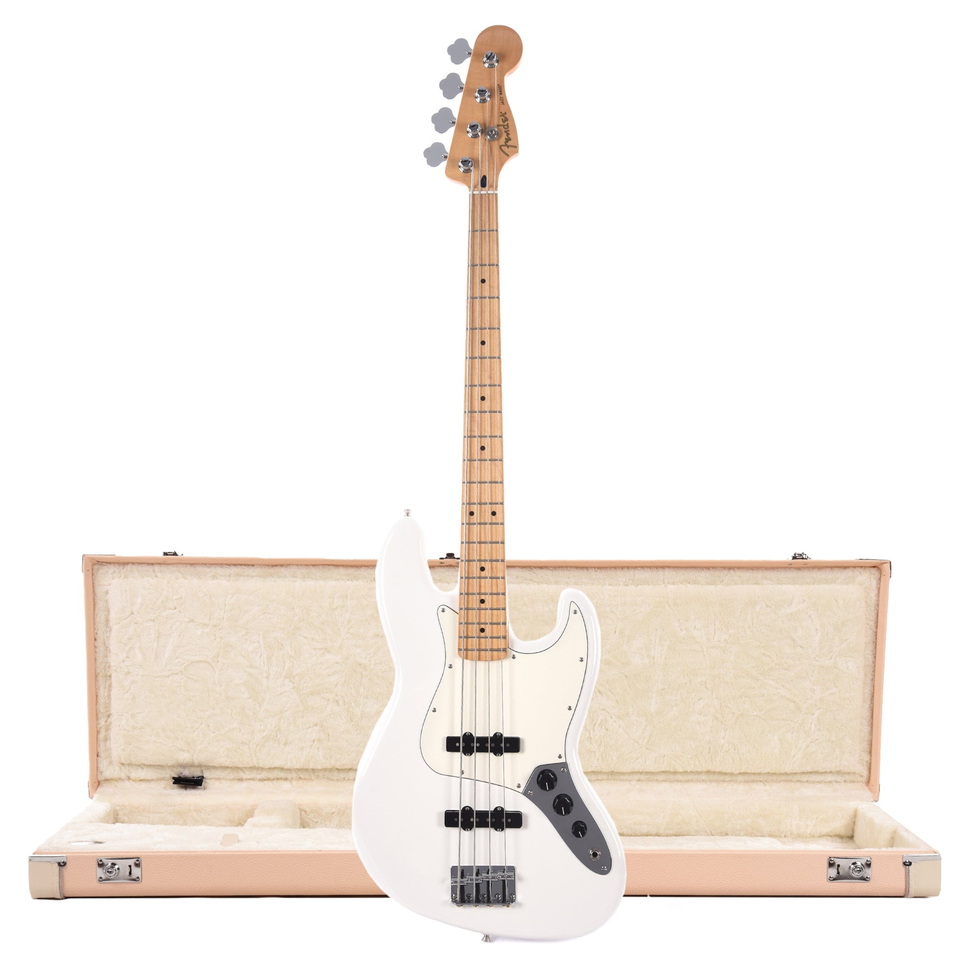 Fender Player Jazz Bass Polar White and Hardshell Case Jazz Bass/Precision Bass Shell Pink w/Cream Interior Bass Guitars / 4-String