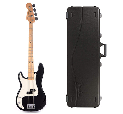 Fender Player Precision Bass LEFTY Black Bundle w/Fender Molded Hardshell Case Bass Guitars / 4-String