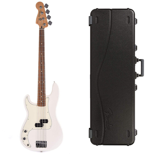 Fender Player Precision Bass LEFTY Polar White Bundle w/Fender Molded Hardshell Case Bass Guitars / 4-String