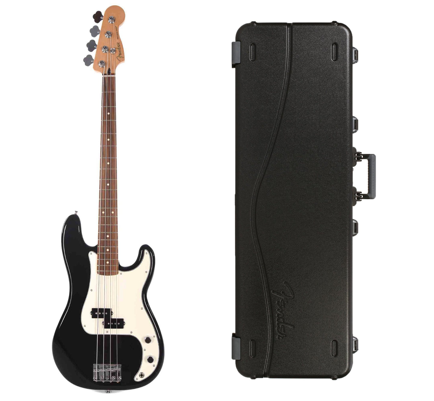Fender Player Precision Bass PF Black Bundle w/Fender Molded Hardshell Case Bass Guitars / 4-String