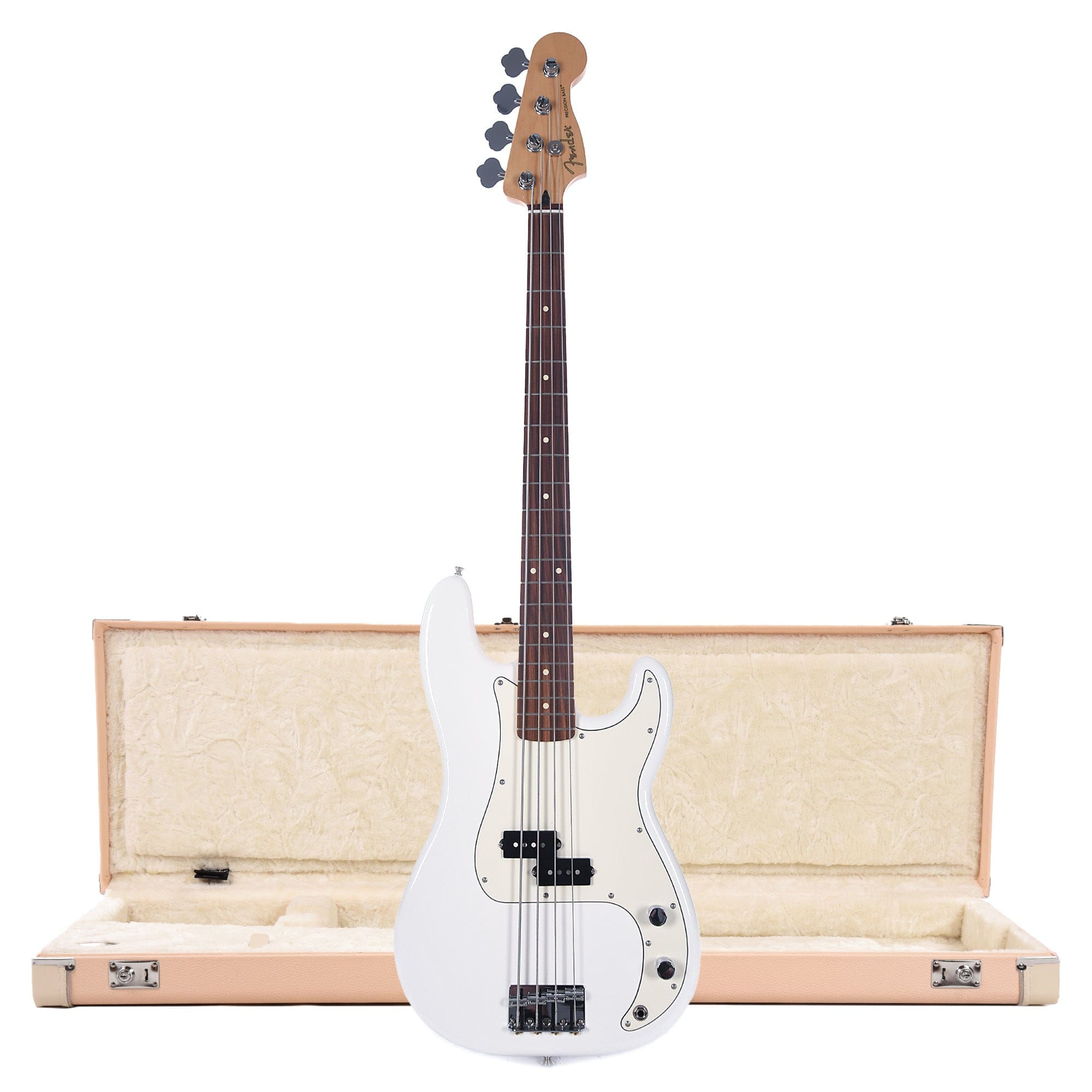 Fender Player Precision Bass Polar White and Hardshell Case Jazz Bass/Precision Bass Shell Pink w/Cream Interior Bass Guitars / 4-String