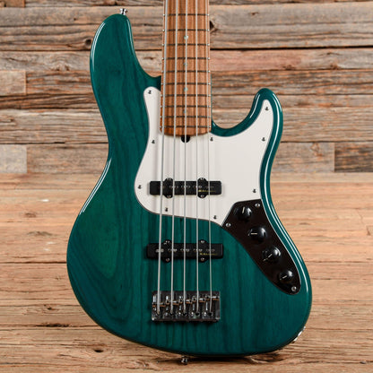 Fender American Deluxe Jazz Bass V Transparent Green 1999 Bass Guitars / 5-String or More