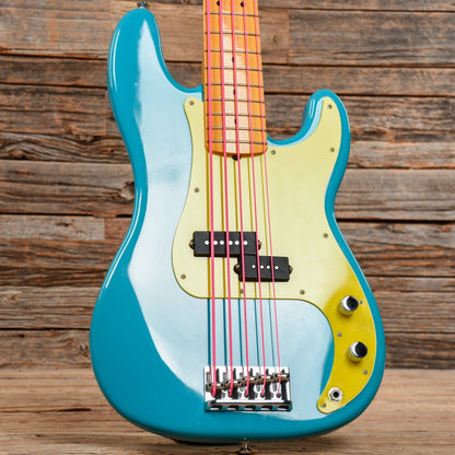 Fender American Pro II Precision Bass V Miami Blue 2021 Bass Guitars / 5-String or More