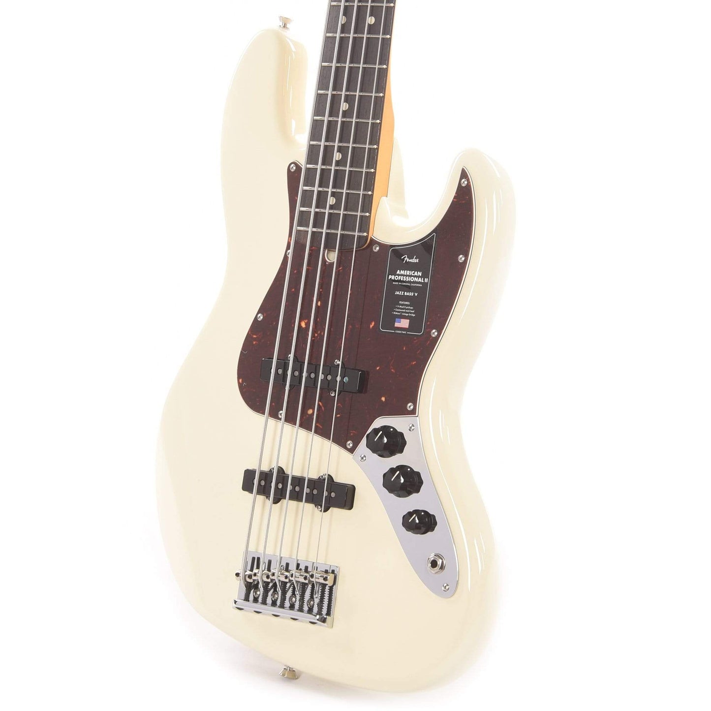 Fender American Professional II Jazz Bass V Olympic White Bass Guitars / 5-String or More