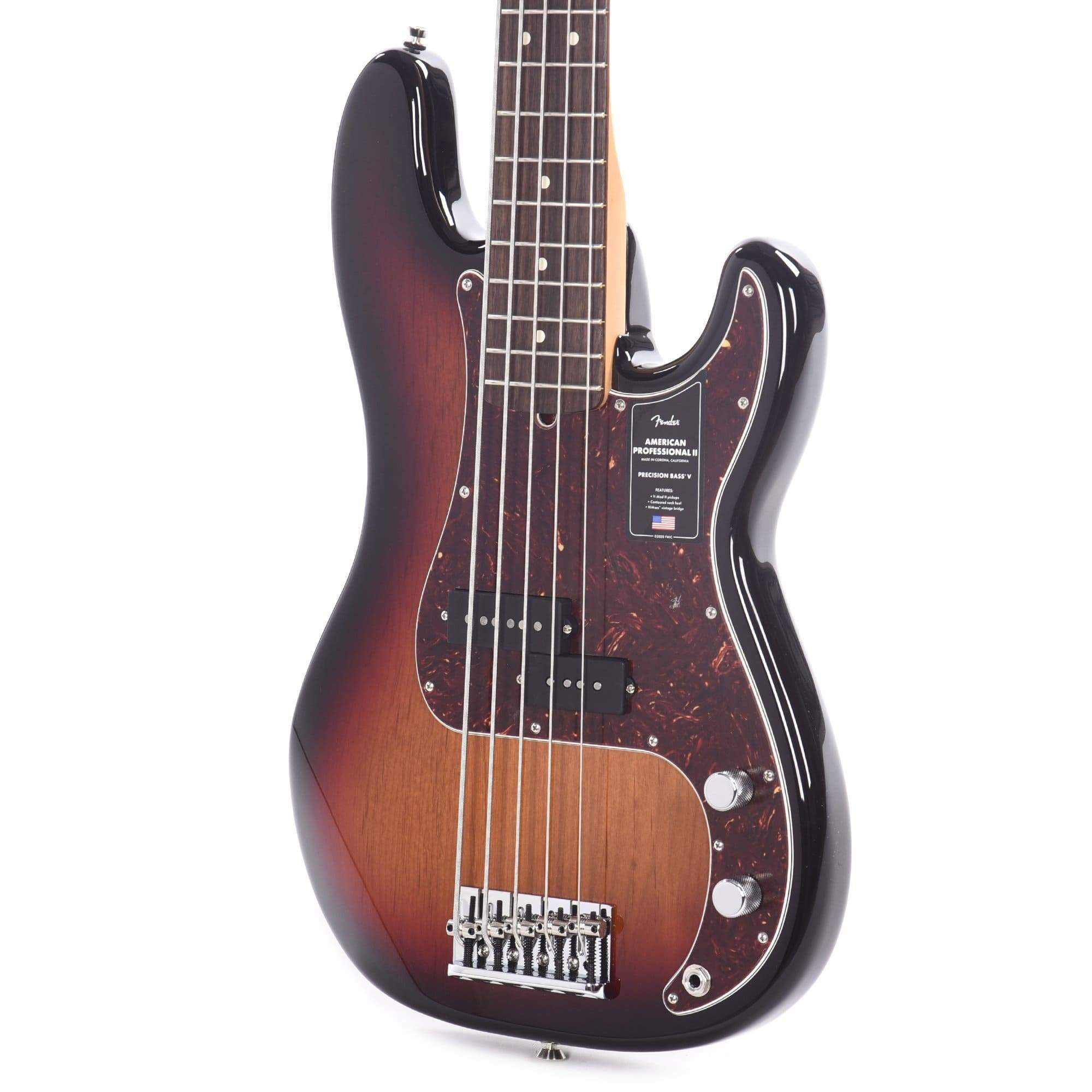 Fender American Professional II Precision Bass V 3-Tone Sunburst Bass Guitars / 5-String or More