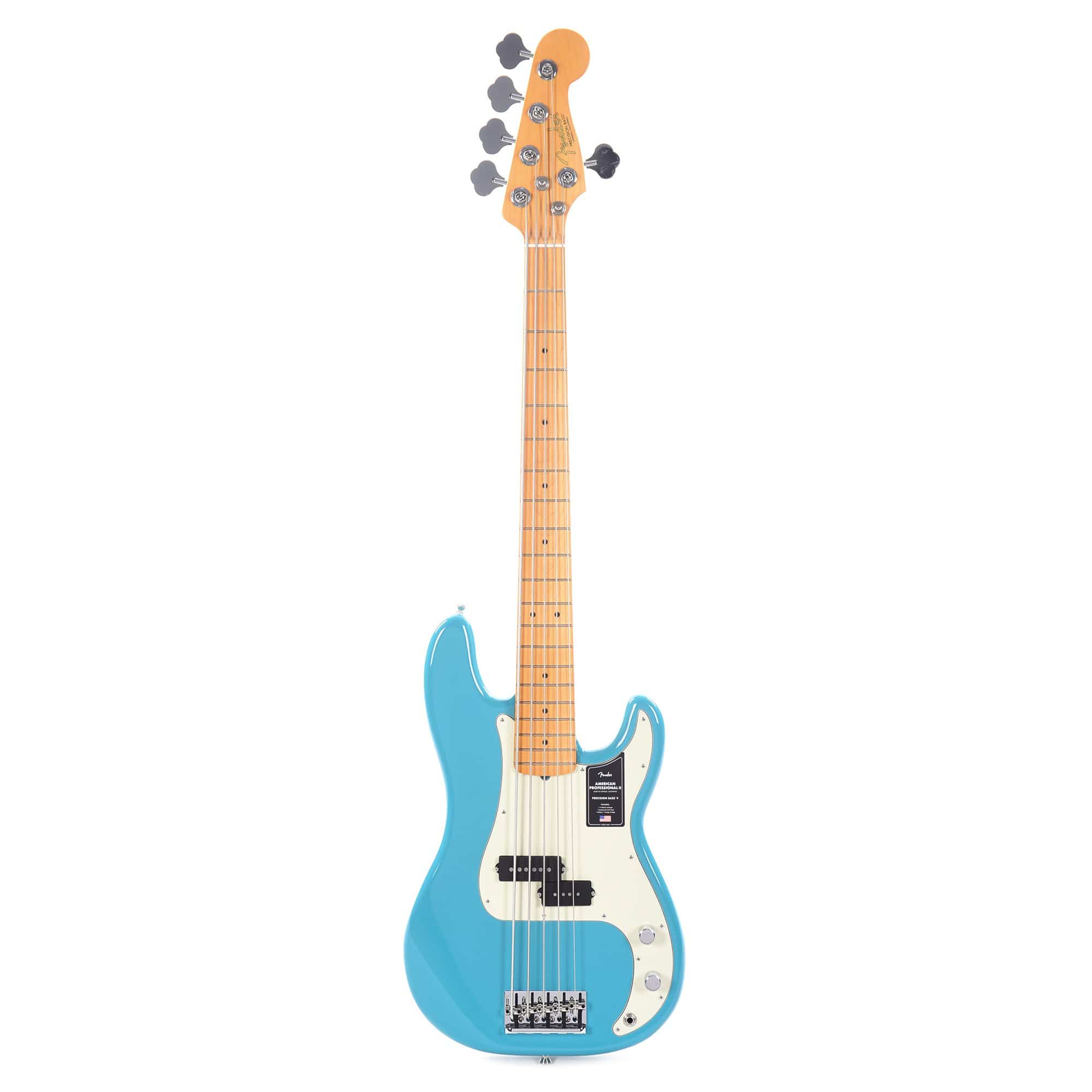 Fender American Professional II Precision Bass V Miami Blue Bass Guitars / 5-String or More