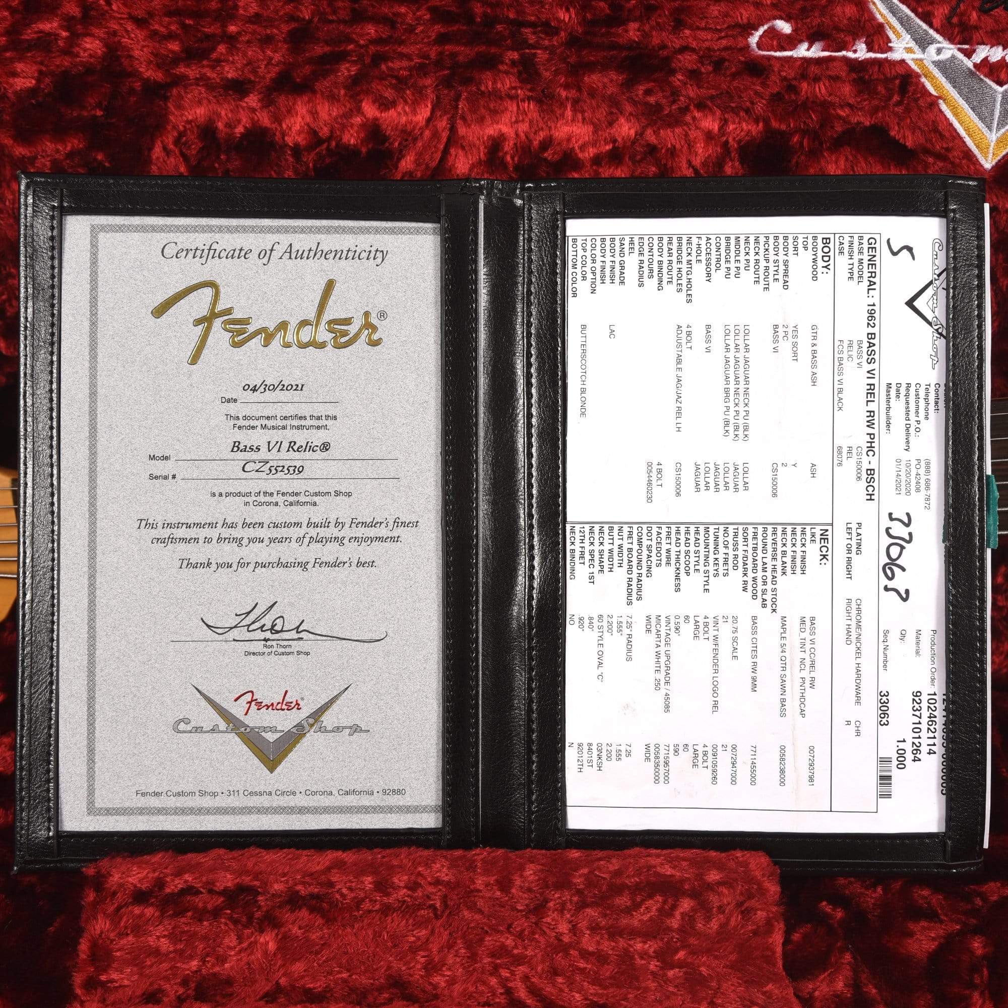 Fender Custom Shop 1962 Bass VI Ash 