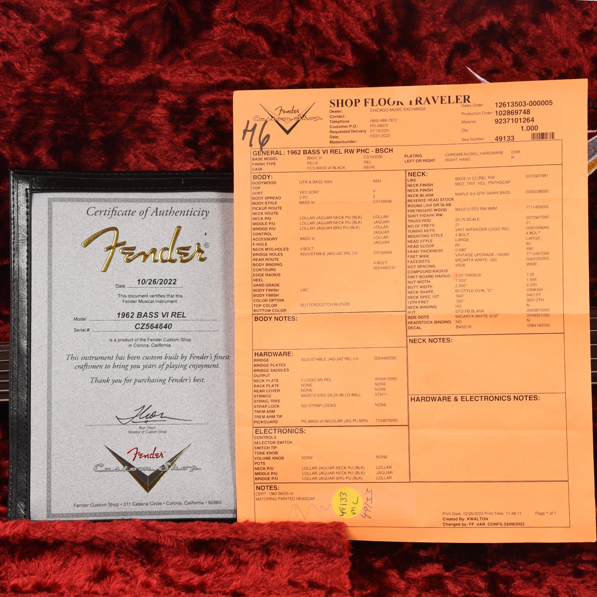 Fender Custom Shop 1962 Bass VI Ash Relic Butterscotch Blonde w/Tortoise Pickguard Bass Guitars / 5-String or More