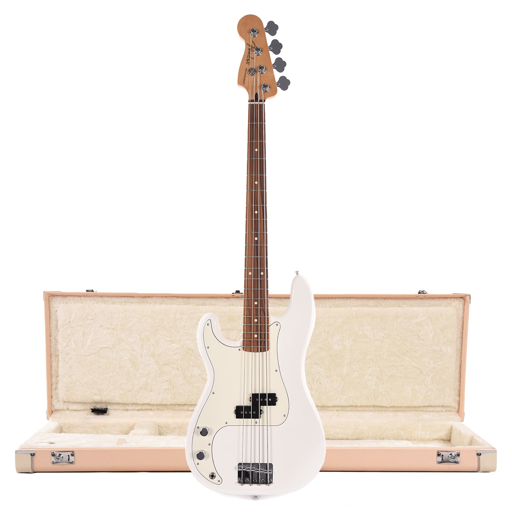 Fender Player Precision Bass LEFTY Polar White and Hardshell Case Jazz Bass/Precision Bass Shell Pink w/Cream Interior Bass Guitars / Left-Handed