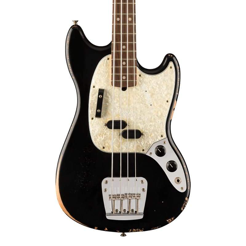 Fender Artist Justin Meldal-Johnsen Mustang Bass Black Bass Guitars / Short Scale