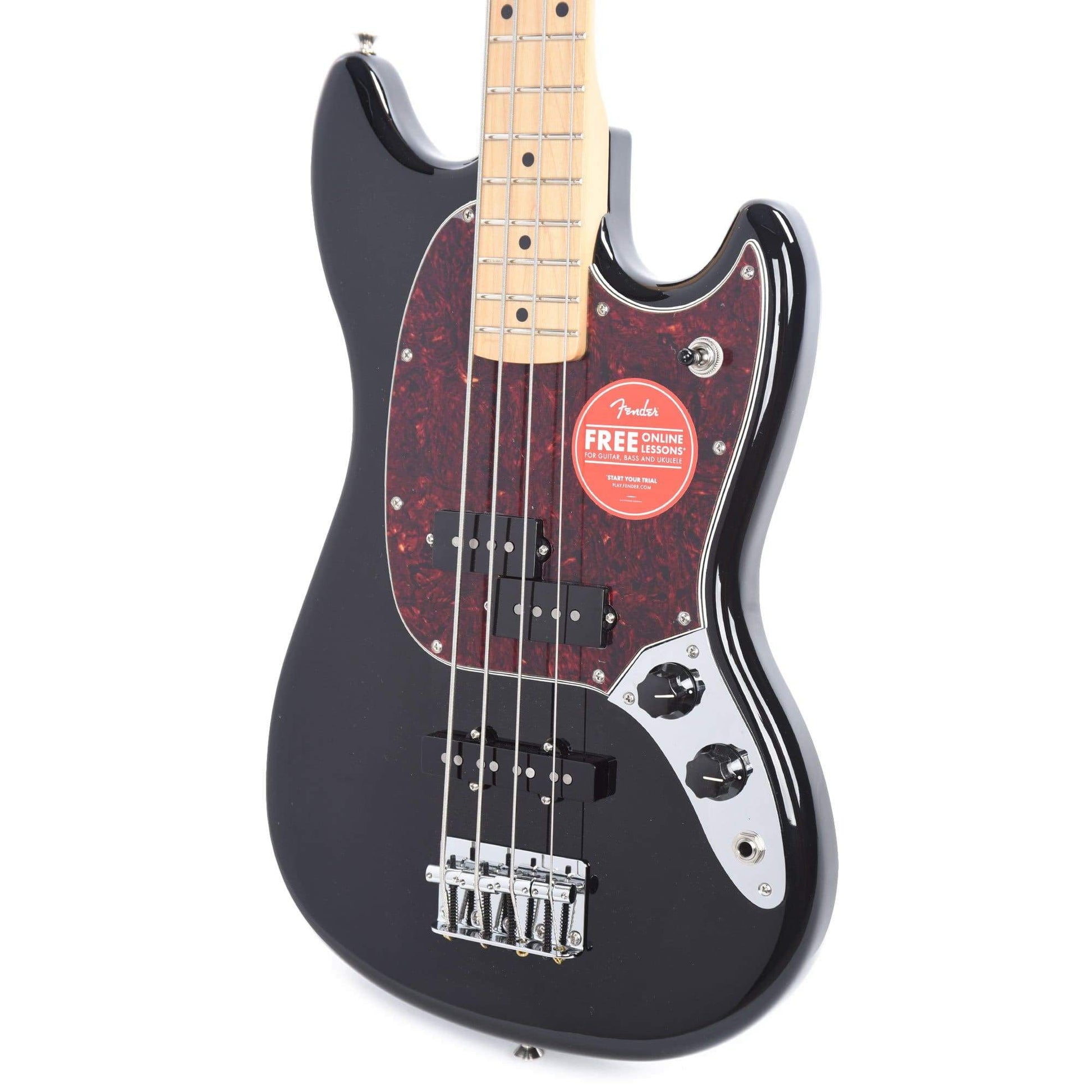 Fender Player Mustang Bass PJ Black w/Tortoise Pickguard Bass Guitars / Short Scale