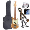 Fender Player Mustang Bass PJ PF Firemist Gold Essentials Bundle Bass Guitars / Short Scale