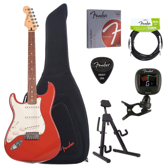 Fender Player Stratocaster LEFTY Sonic Red Bundle w/Fender Gig Bag, Stand, Cable, Tuner, Picks and Strings Electric Guitars / Left-Handed,Electric Guitars / Solid Body