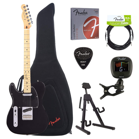 Fender Player Telecaster LEFTY Black Bundle w/Fender Gig Bag, Stand, Cable, Tuner, Picks and Strings Electric Guitars / Left-Handed,Electric Guitars / Solid Body