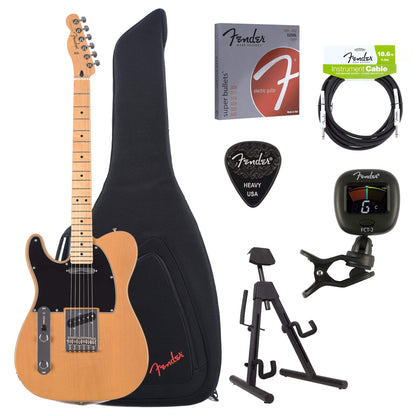 Fender Player Telecaster LEFTY Butterscotch Blonde Bundle w/Fender Gig Bag, Stand, Cable, Tuner, Picks and Strings Electric Guitars / Left-Handed,Electric Guitars / Solid Body
