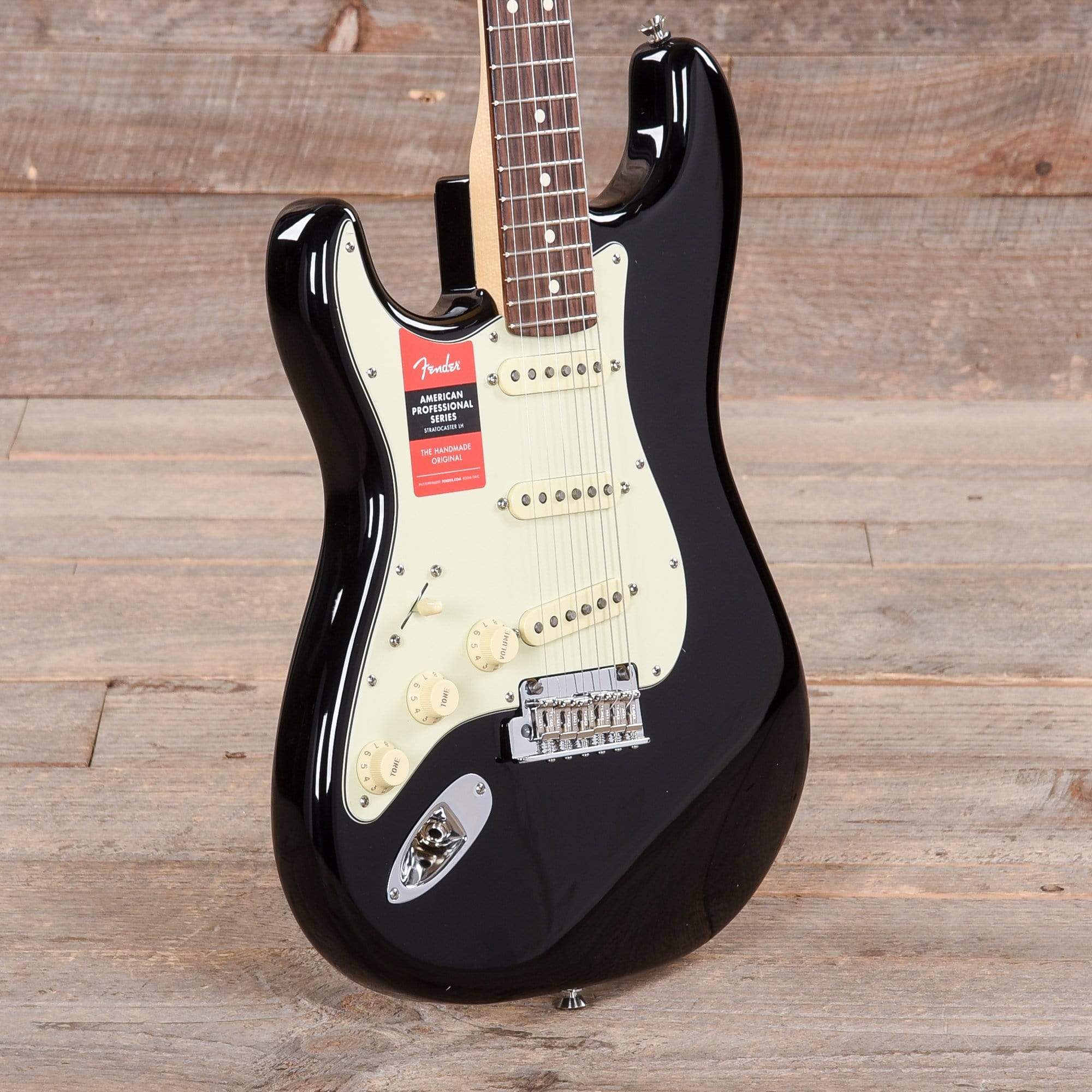 Fender American Pro Stratocaster LEFTY Black w/Mint Pickguard Electric Guitars / Left-Handed