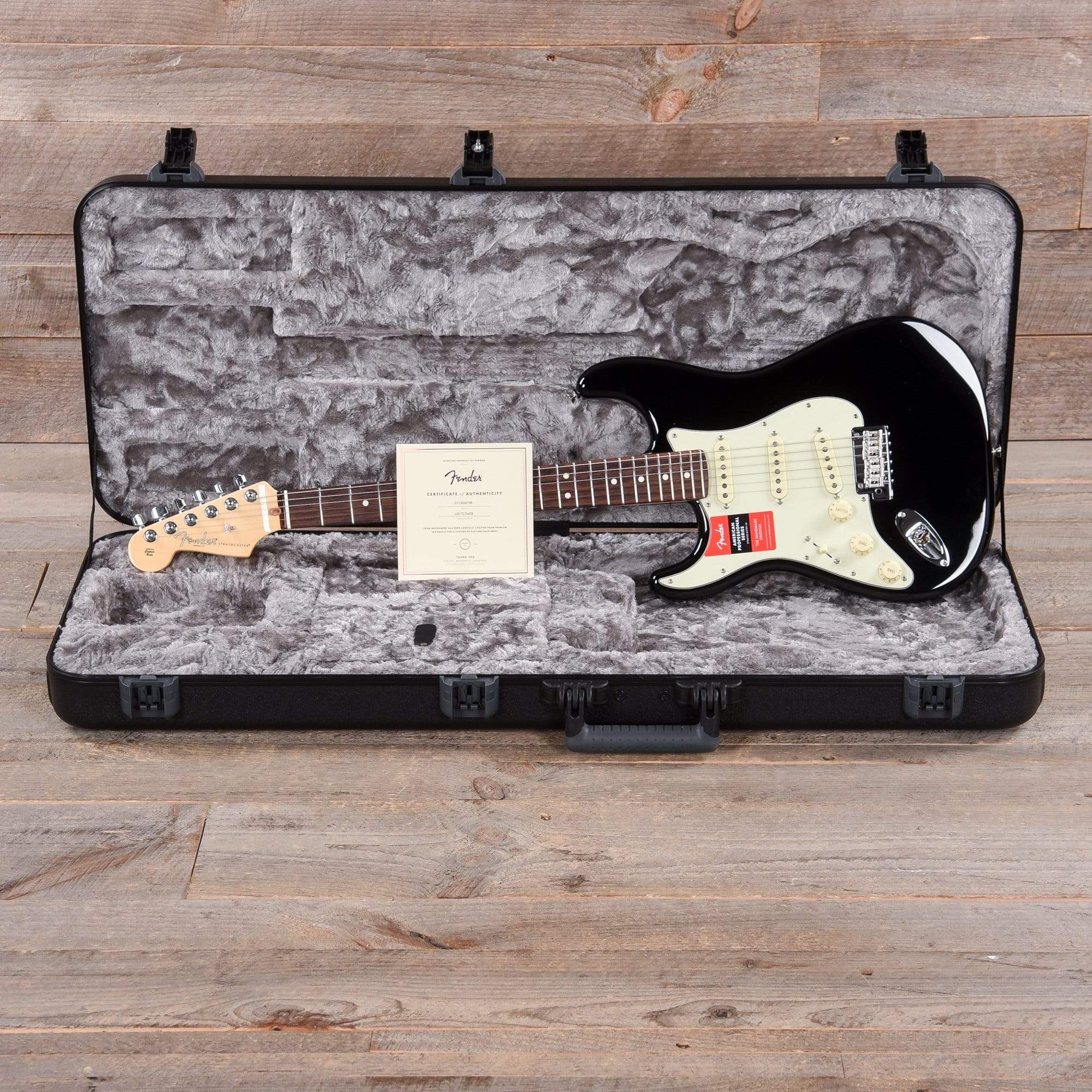 Fender American Pro Stratocaster LEFTY Black w/Mint Pickguard Electric Guitars / Left-Handed