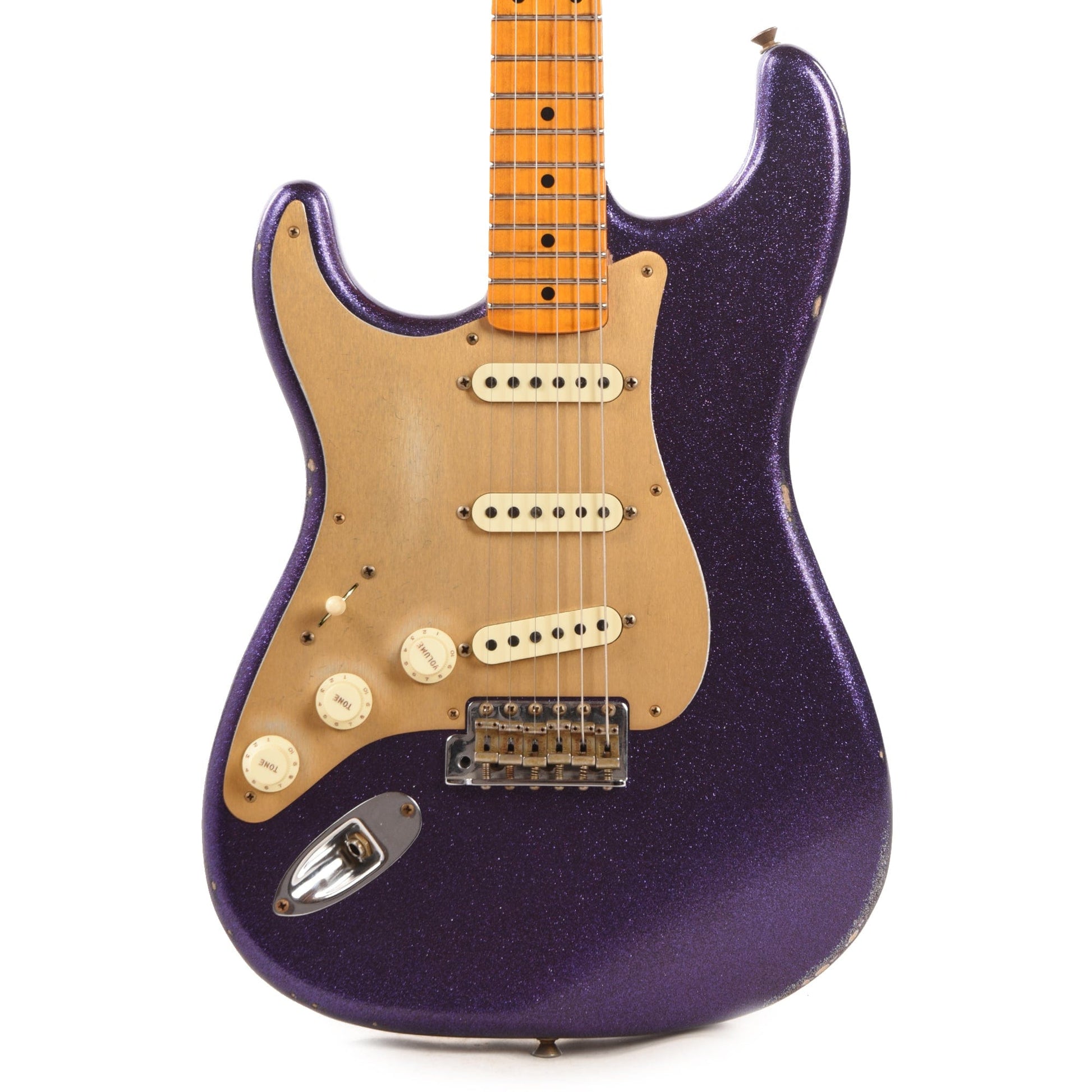 Fender Custom Shop 1957 Stratocaster "Chicago Special" LEFTY Relic Faded/Aged Purple Sparkle Flake w/Gold Anodized Pickguard Electric Guitars / Left-Handed