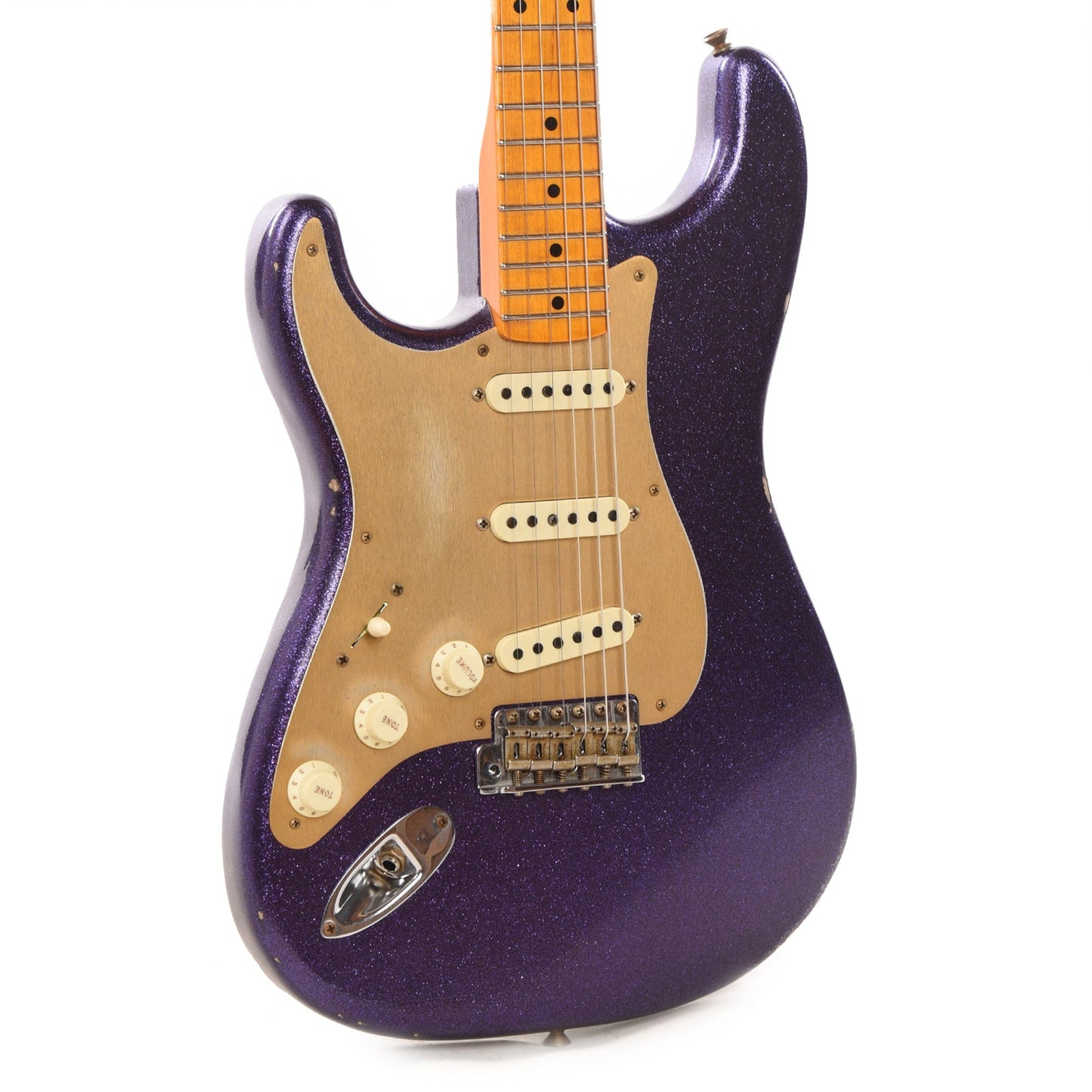 Fender Custom Shop 1957 Stratocaster "Chicago Special" LEFTY Relic Faded/Aged Purple Sparkle Flake w/Gold Anodized Pickguard Electric Guitars / Left-Handed