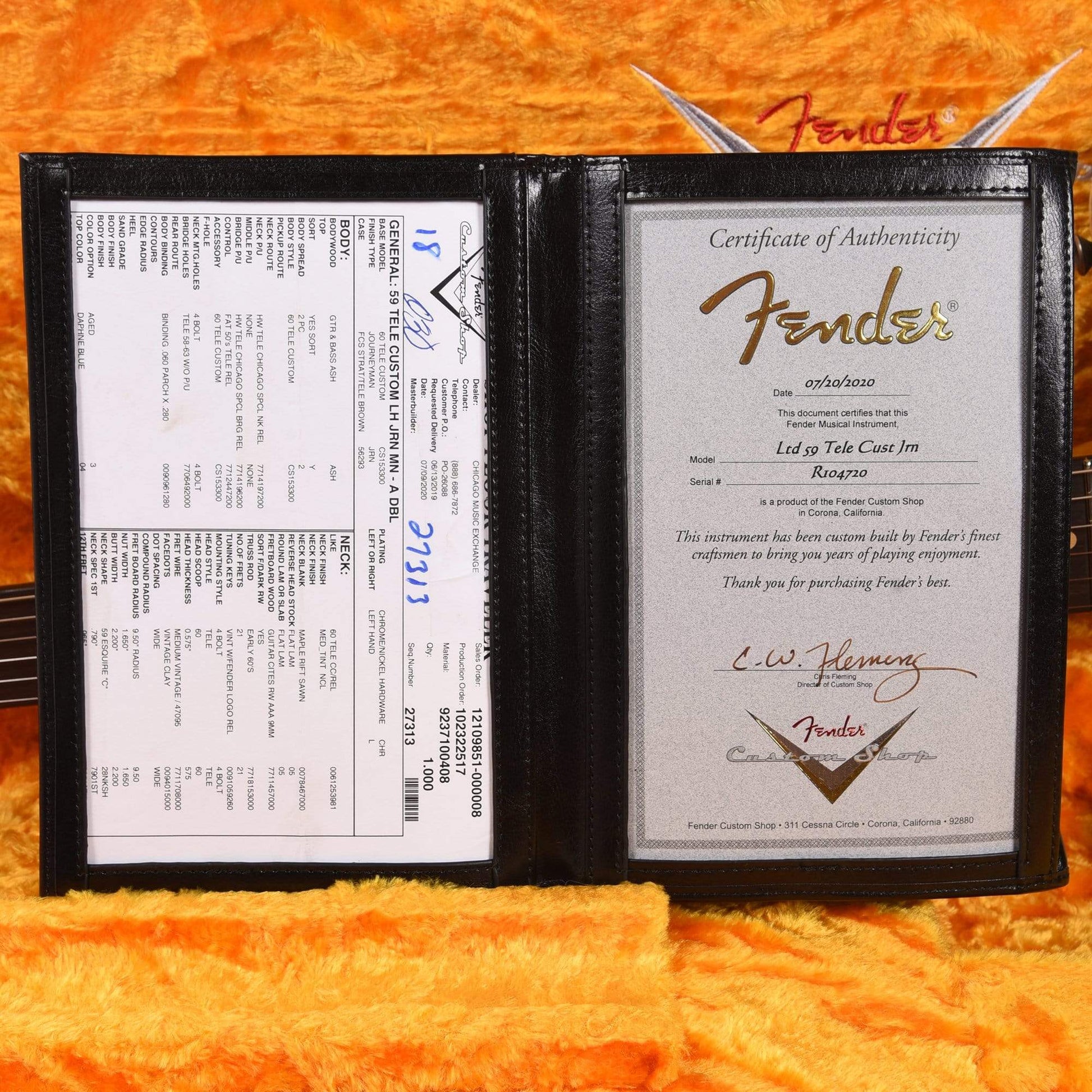 Fender Custom Shop 1959 Telecaster Custom "Chicago Special" Journeyman Relic Aged Daphne Blue LEFTY Electric Guitars / Left-Handed