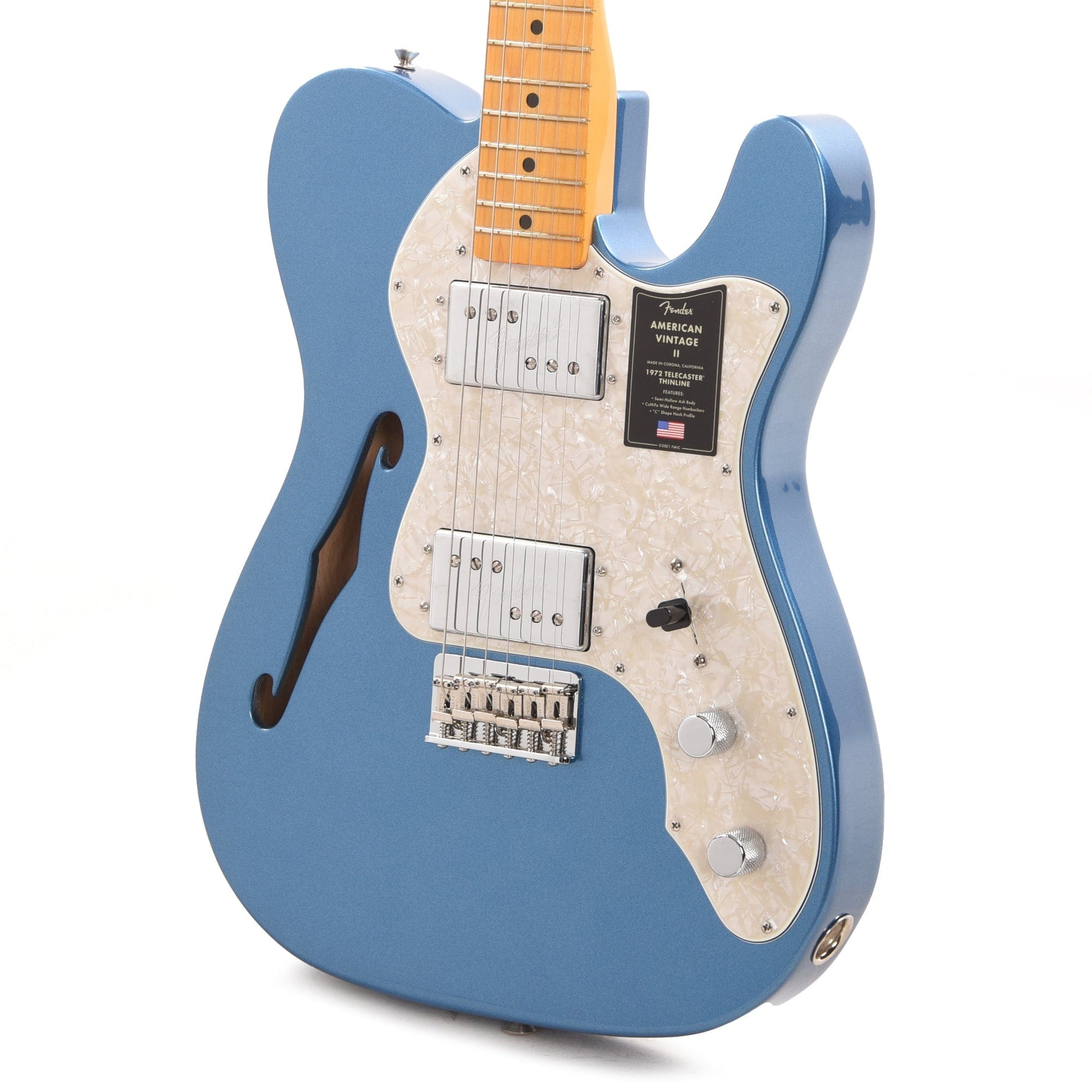 Fender American Vintage II 1972 Telecaster Thinline Lake Placid Blue Electric Guitars / Semi-Hollow