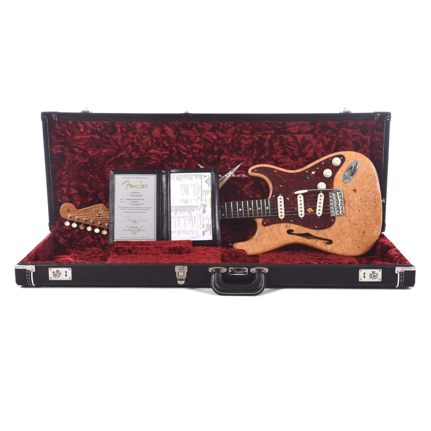 Fender Custom Shop Artisan Stratocaster Thinline Roasted Ash Body AAAA Flame Maple Burl Top Natural Electric Guitars / Semi-Hollow