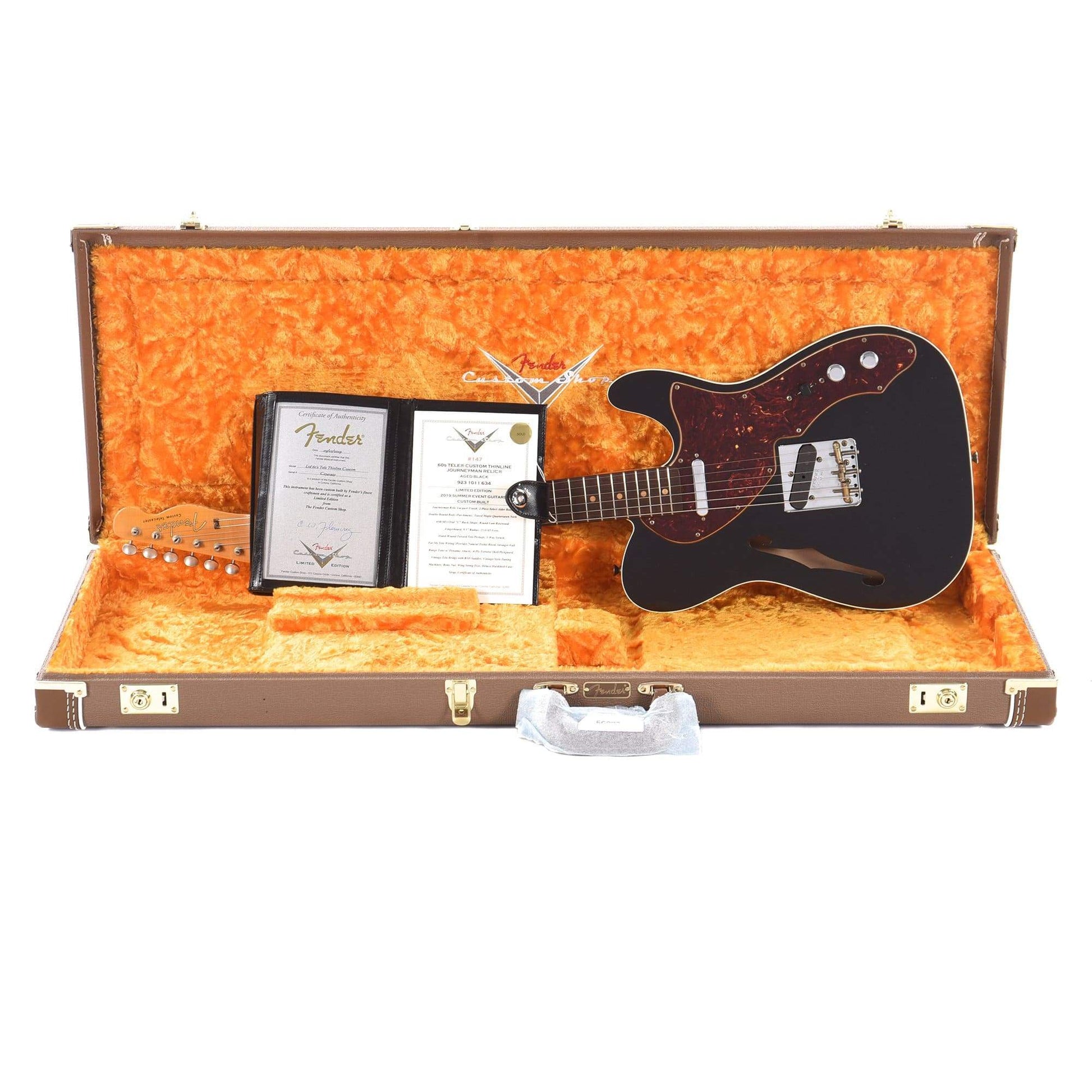 Fender Custom Shop Limited Edition '60s Telecaster Thinline Custom Journeyman Aged Black Electric Guitars / Semi-Hollow