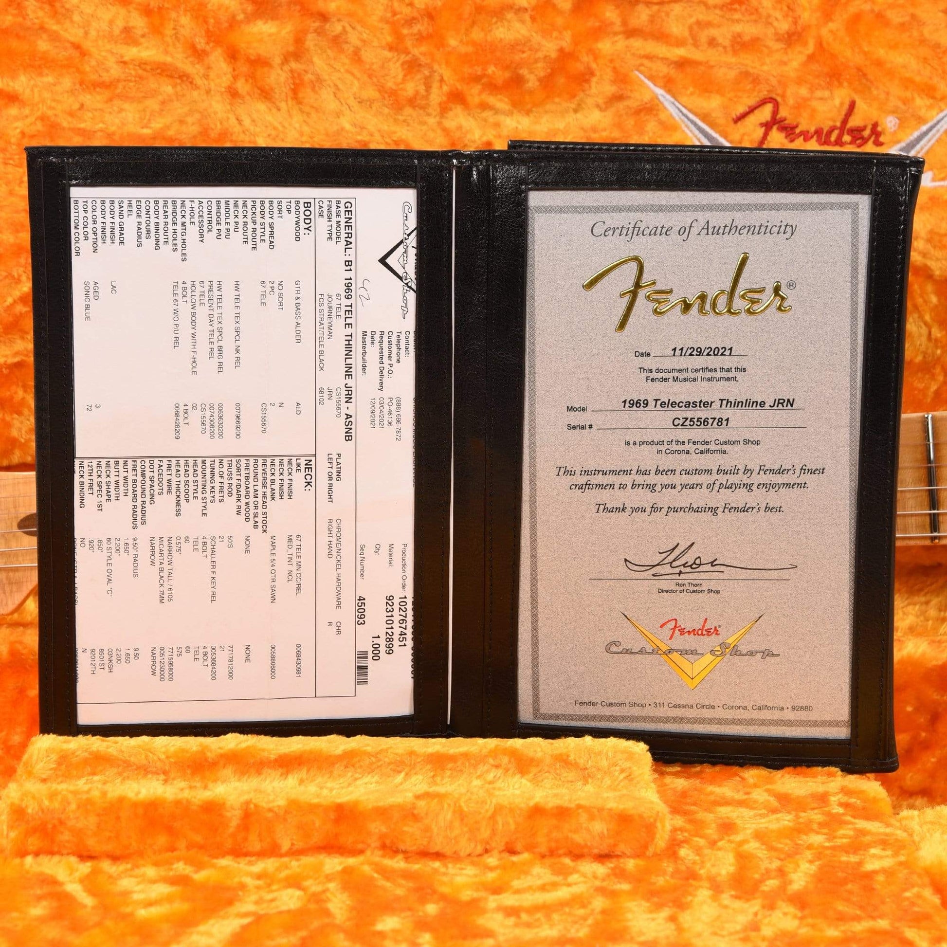 Fender Custom Shop Time Machine 1969 Telecaster Thinline Journeyman Aged Sonic Blue Electric Guitars / Semi-Hollow