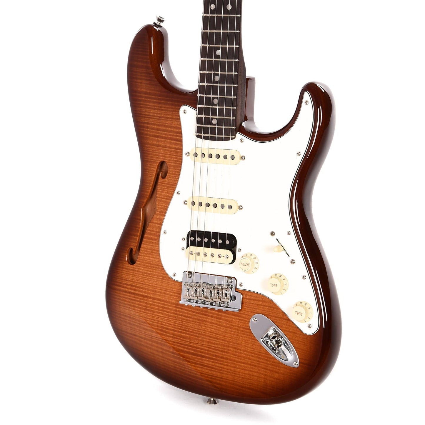 Fender Rarities USA Thinline Flametop Stratocaster HSS Rosewood Neck Violin Burst Electric Guitars / Semi-Hollow