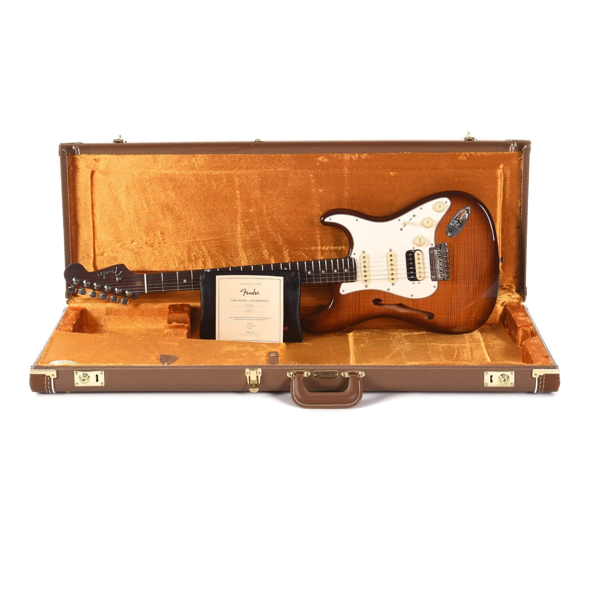 Fender Rarities USA Thinline Flametop Stratocaster HSS Rosewood Neck Violin Burst Electric Guitars / Semi-Hollow