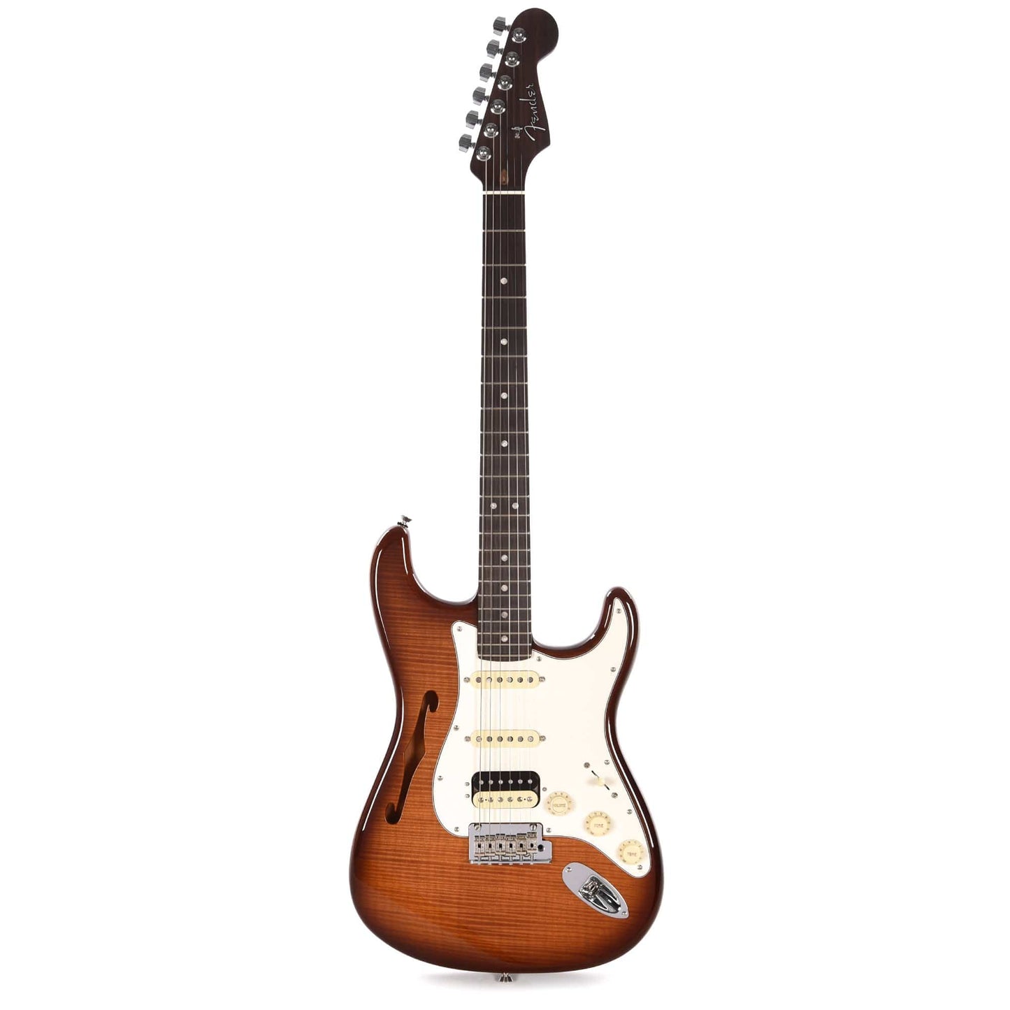 Fender Rarities USA Thinline Flametop Stratocaster HSS Rosewood Neck Violin Burst Electric Guitars / Semi-Hollow