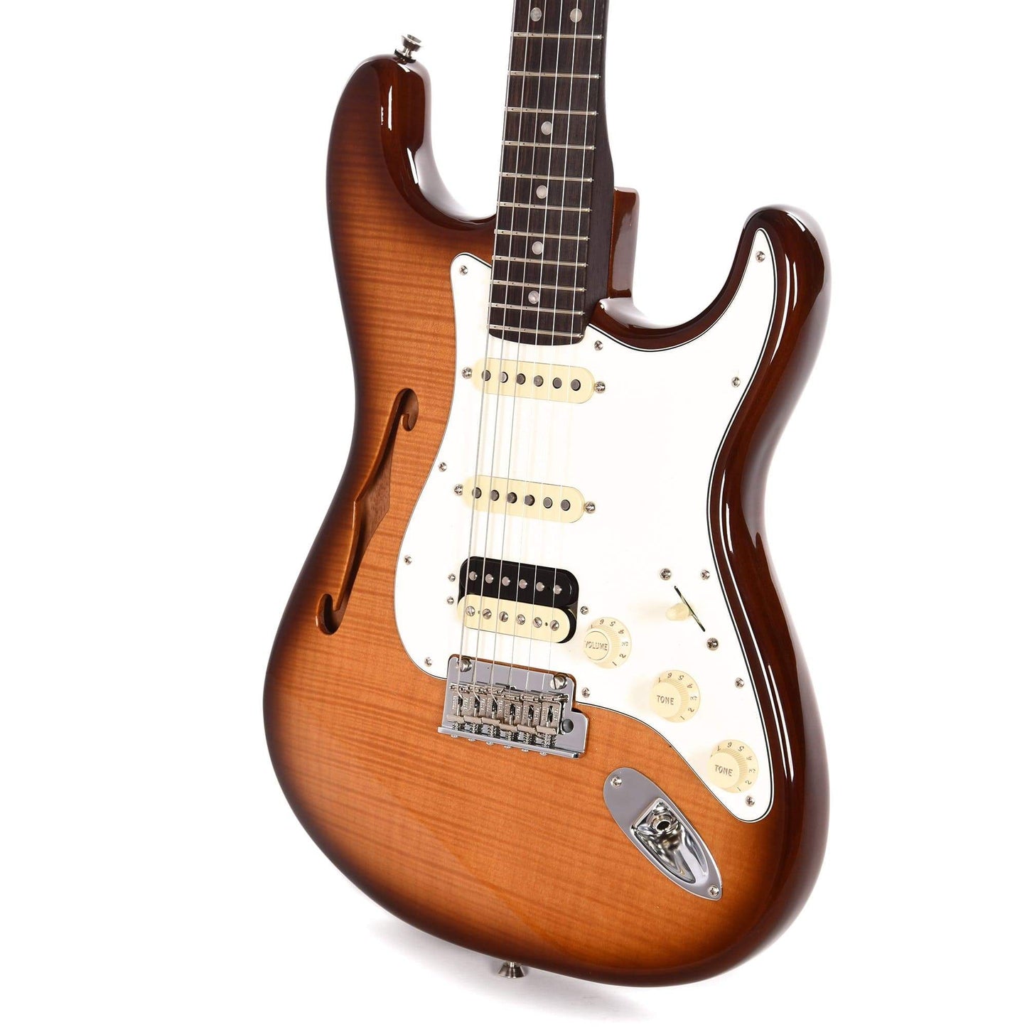 Fender Rarities USA Thinline Flametop Stratocaster HSS Rosewood Neck Violin Burst Electric Guitars / Semi-Hollow