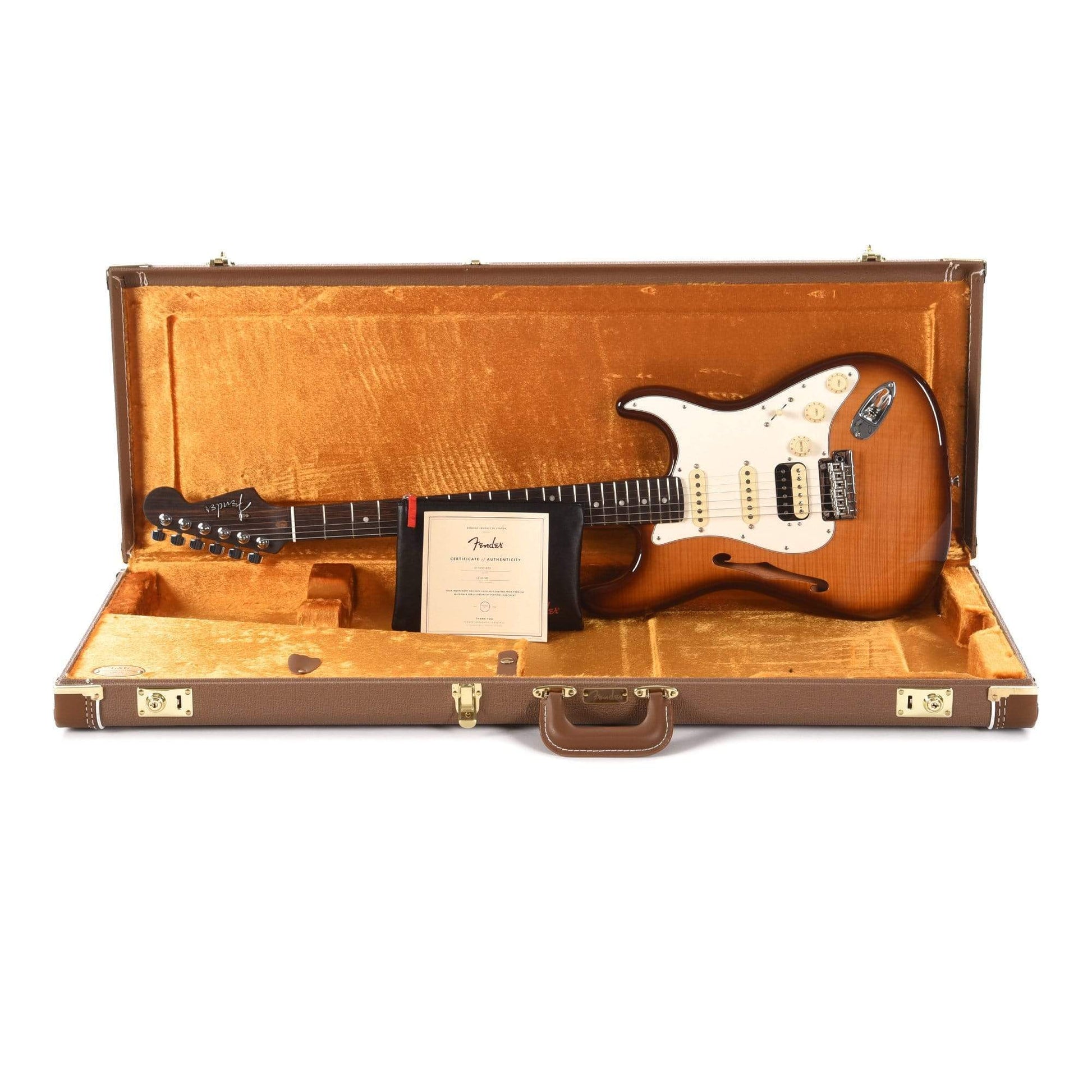 Fender Rarities USA Thinline Flametop Stratocaster HSS Rosewood Neck Violin Burst Electric Guitars / Semi-Hollow